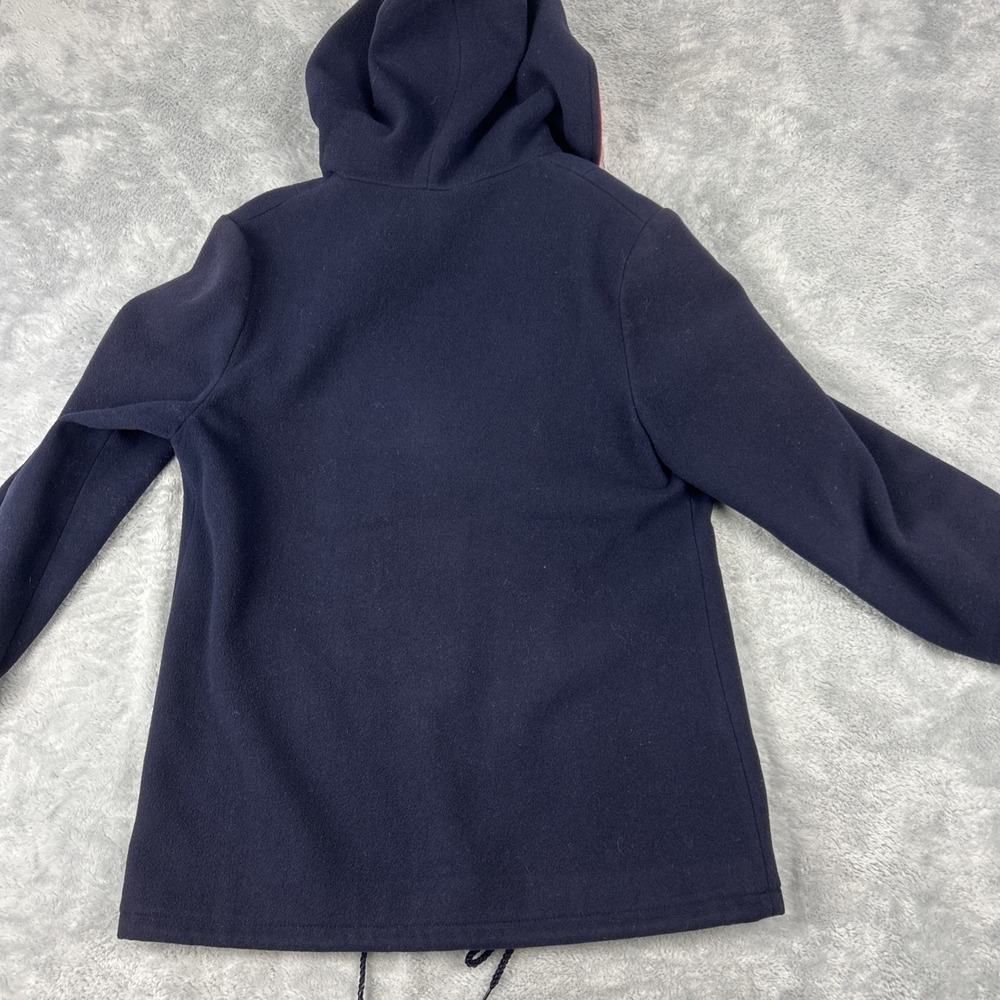VTG Authentic Mackintosh Vestcoat Wool Size 8 Navy Wool‎ Button Up Hooded Coat - Picture 7 of 9